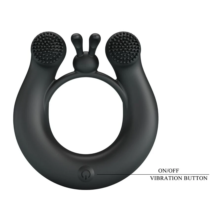 PRETTY LOVE - DAHLIA VIBRATIONSRING + KLITORISSTIMULATOR 12 VIBRATIONEN SCHWARZ